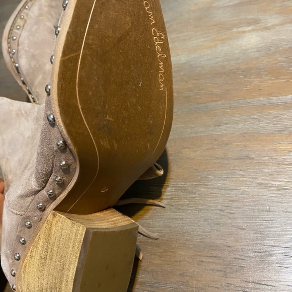 Sam Edelman Willie Pointed Toe Western Block Heel Womens Fringe Ankle Bootie - Picture 8 of 8